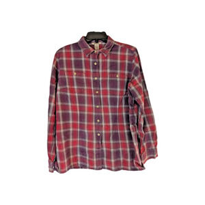 DULUTH TRADING CO Red/Multi "SALT-KATT" Flannel Shirt Size L